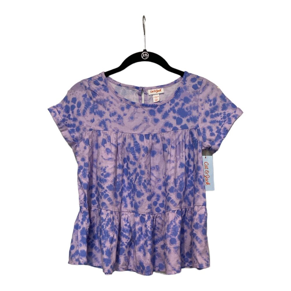 NEW Cat & Jack Purple & Blue Tie Dye Babydoll Top Girl's Size Large 10/12